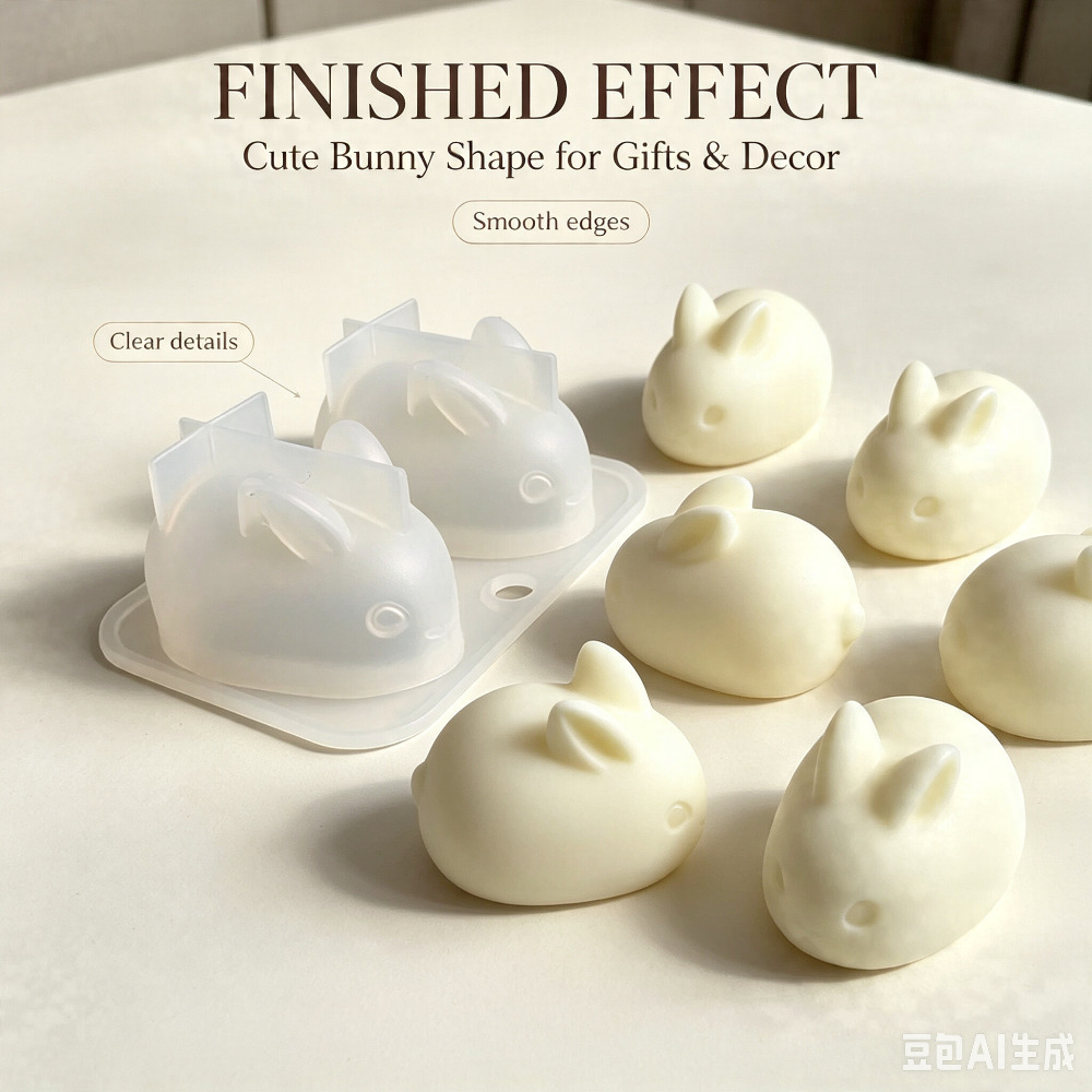 Soap Making Diy - แม่พิมพ์ซิลิโคนรูปกระต่าย 3 มิติ เกรดอาหาร 2 ช่อง