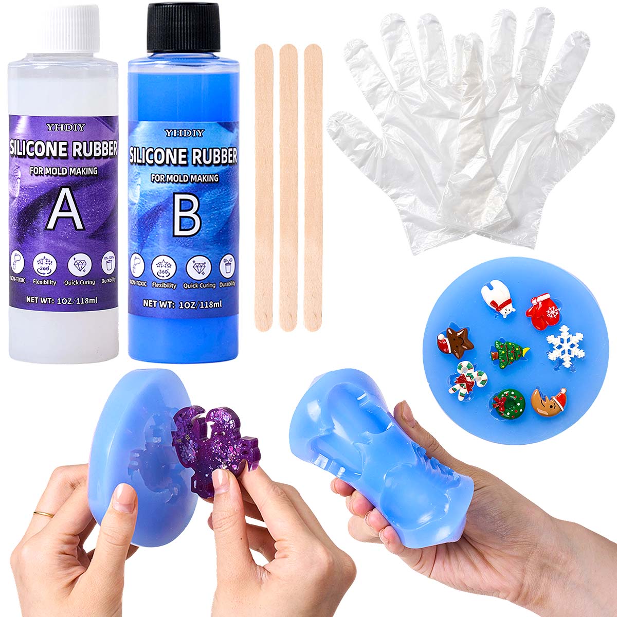 Soap Making Diy - ชุดทำแม่พิมพ์ซิลิโคนขนาด 118 มล./296 มล. สำหรับงานหล่อเรซิ่น ขี้ผึ้ง