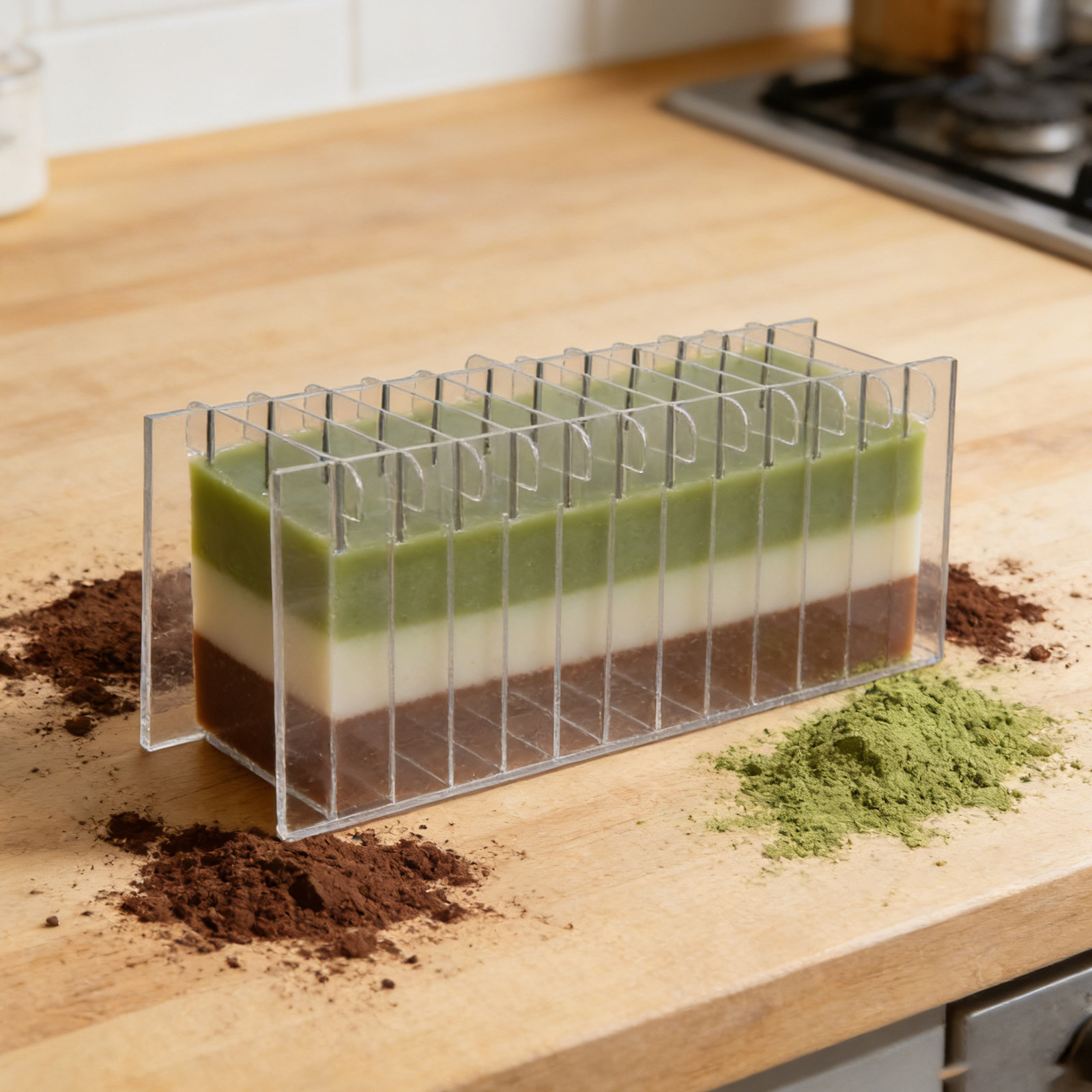 Soap Making Process - แผ่นอะคริลิคแบ่งสบู่สำหรับแม่พิมพ์ซิลิโคน โปร่งใส ใช้แบ่งส่วนได้อย่างแม่นยำ สำหรับงานทำสบู่แบบ Cold Process