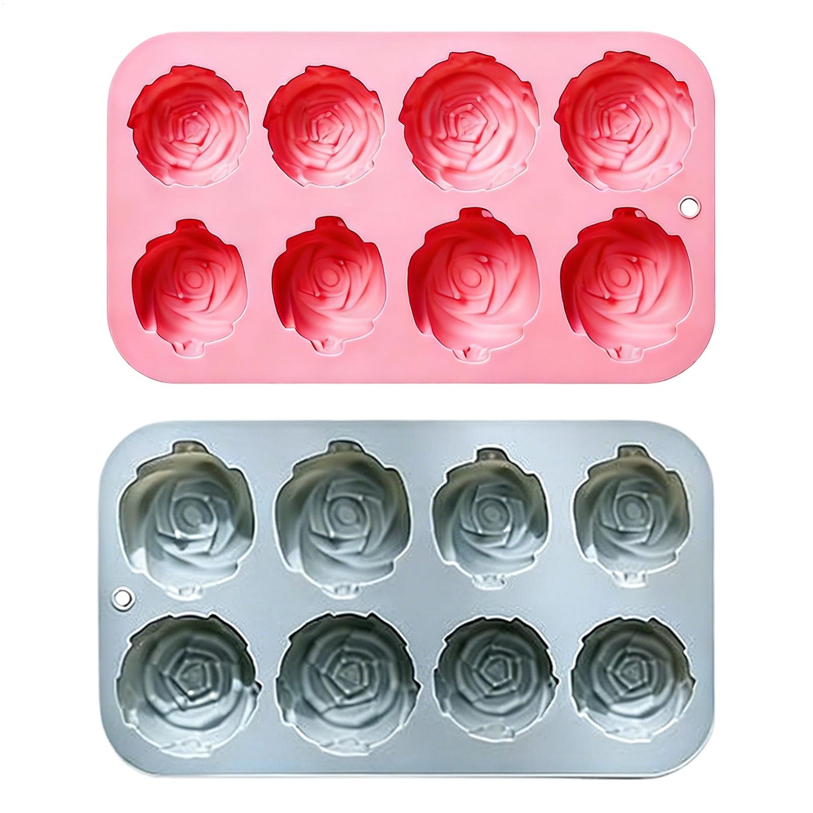 Soap Making Diy - แม่พิมพ์ซิลิโคนรูปดอกกุหลาบ 8 หลุม สำหรับทำสบู่ เทียน เค้ก