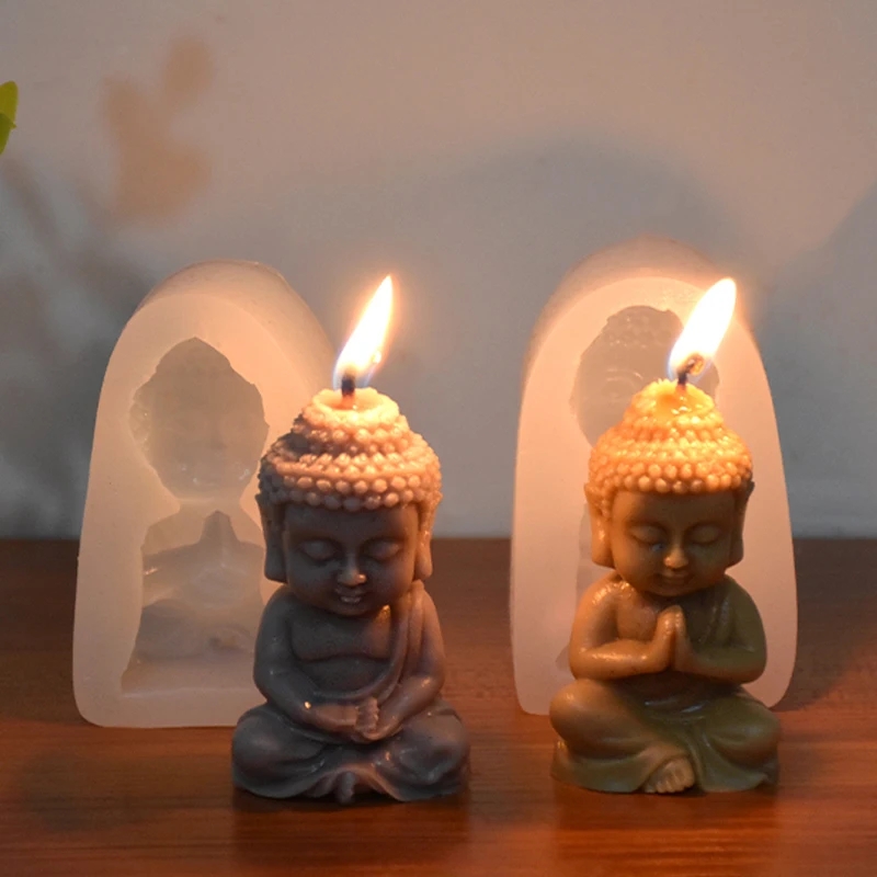Soap Making Process - 3D พระพุทธรูปซิลิโคนเทียนแม่พิมพ์สมาธิสวดมนต์พระพุทธรูปยิปซั่มดินอีพ็อกซี่เรซิ่นสบู่อุปกรณ์ตกแต่งโบสถ์กระบวนการ